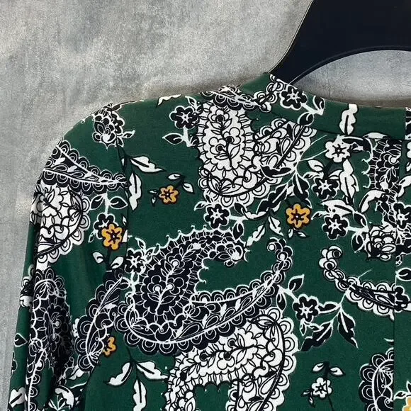 24SEVEN Comfort Apparel Women's Green Paisley-Print Scoop-Neck Long-Sleeve Dress - Picture 5 of 12
